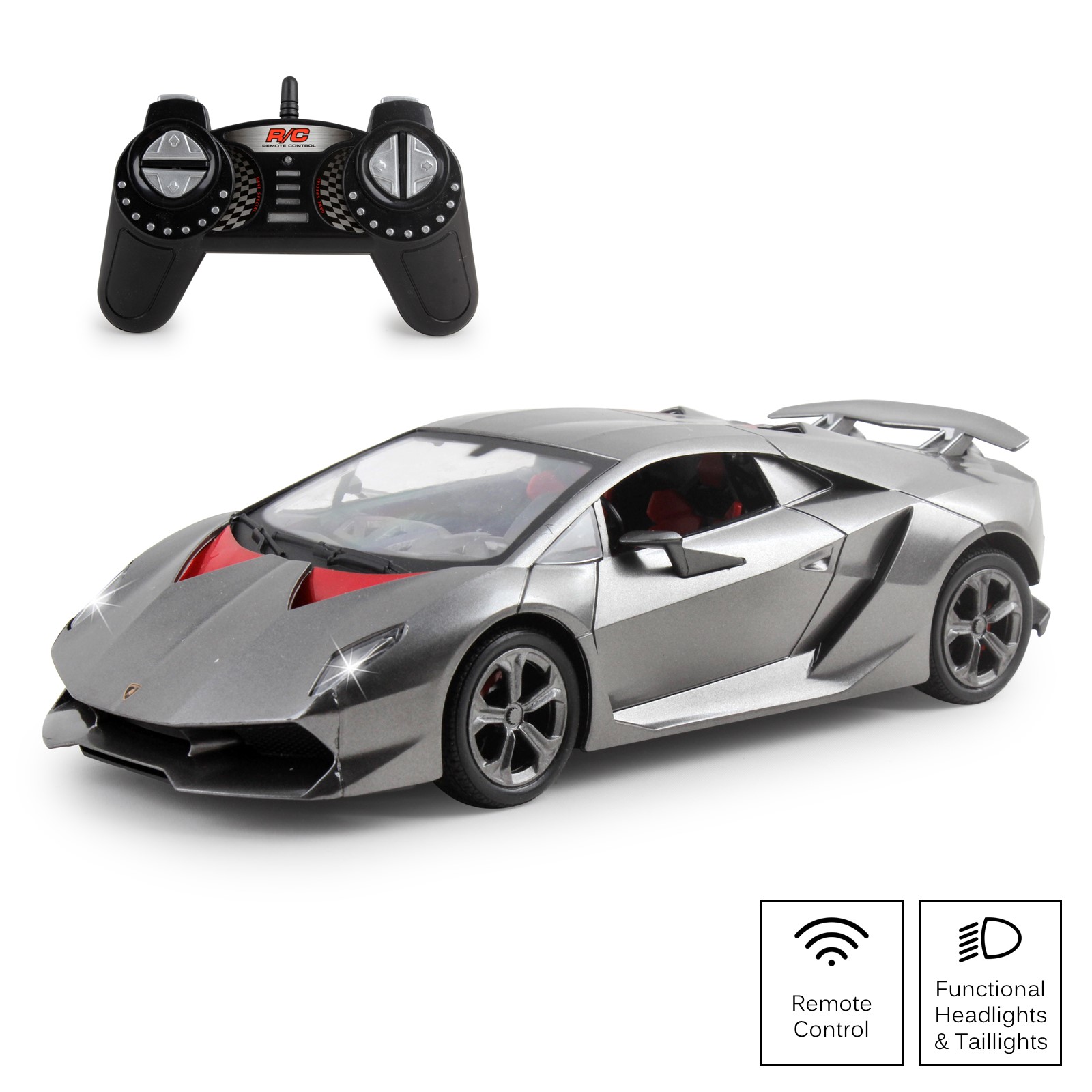 Vokodo RC Super Car 1:18 Scale Remote Control Full Function Easy to Operate Kids Toy Exotic Sports Model with Working LED Headlights Luxury Race Vehicle for Children Boys and Girls