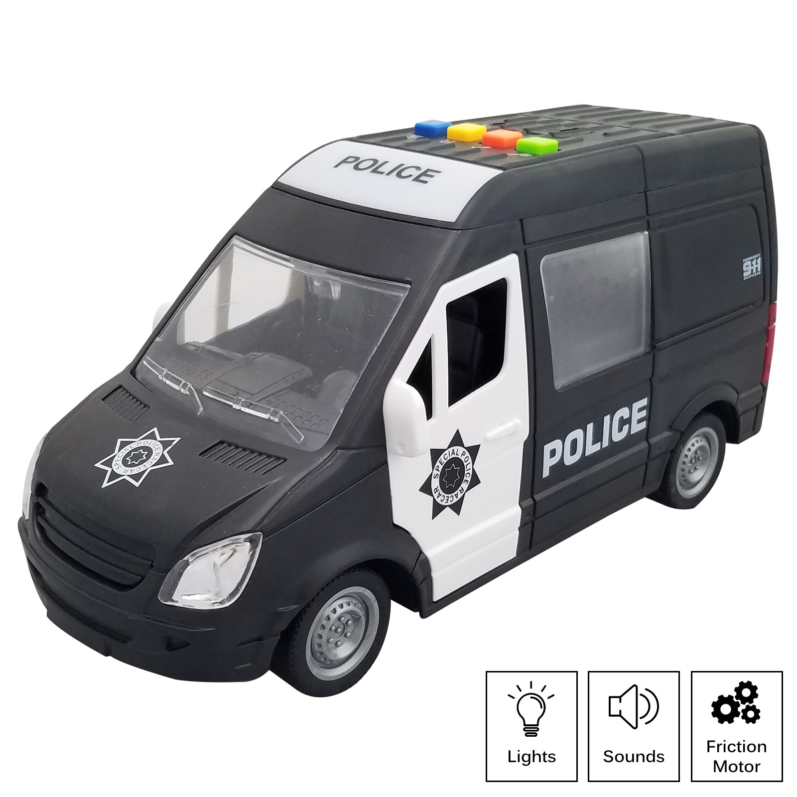 Rescue Police Car Friction Powered 116 Scale With Lights And Sound Effects Durable Kids SWAT Transport Vehicle Push And Go Pretend Play Emergency Toy Cop Van Great Gift For Children Boys Girls